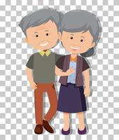 Old couple in standing pose isolated on transparent background vector