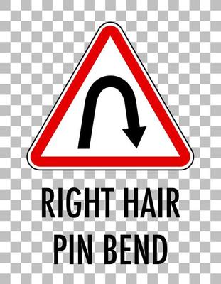 Right hair pin bend sign isolated on transparent background