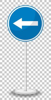 Blue traffic sign on transparent background