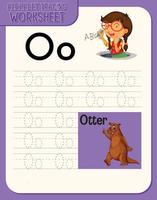 Alphabet tracing worksheet with letter and vocabulary vector