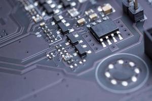 Electronic circuit board, close-up photo