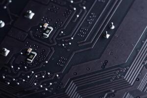 Electronic circuit board, close-up photo