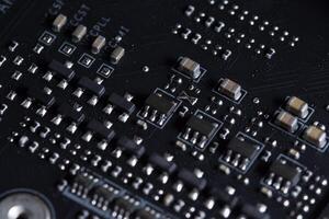 Electronic circuit board, close-up photo