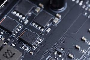Electronic circuit board, close-up photo