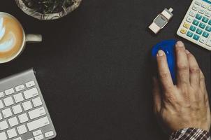 Top view of person working at a desk photo