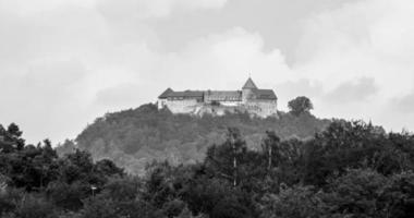 Hessen, Germany, 2020 - Grayscale of Waldeck Castle photo