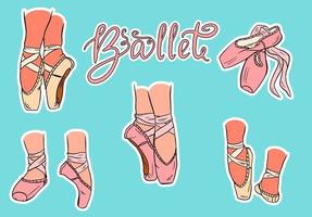 conjunto de zapatos de ballet dibujados a mano vector