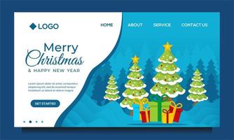 Merry Christmas and Happy New Year Landing Page vector