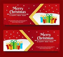 Merry Christmas and Happy New Year Banner templates vector