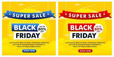 Black Friday event social media banners with sky theme vector