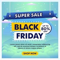 Black Friday event banner with landscape theme vector