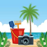 Summer, beach, and vacation composition vector