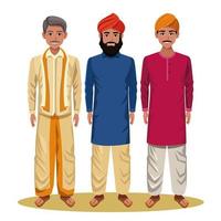 personajes de dibujos animados de hombres indios vector