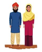 Indian couple cartoon characters vector