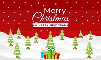 Christmas and New Year Banner with Winter Scene vector