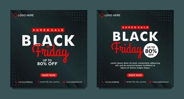 Black and red Black Friday sale social media templates vector