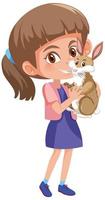 Girl holding cute bunny vector