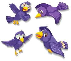 Cute purple bird cartoon character vector