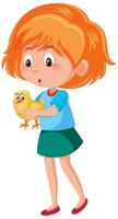 Girl holding cute bird vector