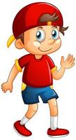 A boy wearing red cap on white background vector