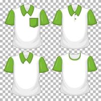 Set of different shirts with green sleeves vector