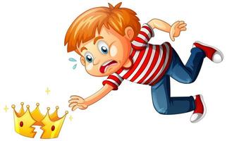 A boy with broken crown on white background vector