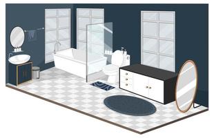 Interior de baño con muebles de estilo moderno. vector