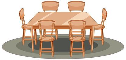 Wooden table and chair cartoon style vector
