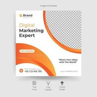 Marketing social media template with orange curve design vector