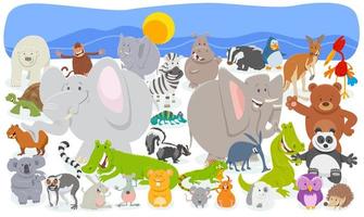 dibujos animados animales personajes multitud antecedentes vector