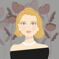 retrato de una elegante chica rubia con perlas vector