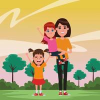 Family cartoon characters together vector