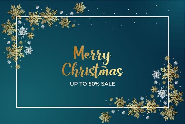 Christmas sale poster with snowflakes and frame