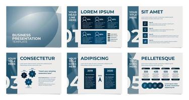 Business presentation template in gray and blue vector