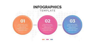 Three step colorful circle infographic template vector