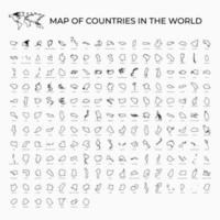 Outline version map of all countries in the world vector