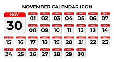 iconos de calendario de noviembre vector