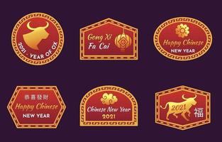 Chinese New year 2021 Labels vector