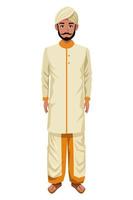 Indian man wearing traditional hindu clothes vector