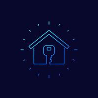 Home and key line icon vector