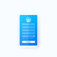 Register, mobile app ui design vector