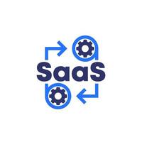 Saas, software as a service icon with gears vector