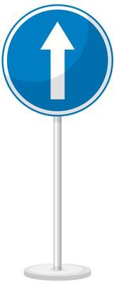 Blue traffic sign on white background