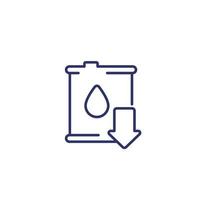 Oil price drop or reduction line icon vector