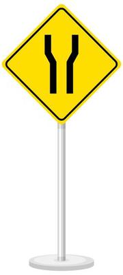 Yellow traffic warning sign on white background