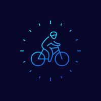 icono de ciclista, arte lineal vector