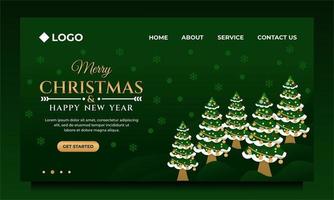 Merry Christmas and Happy New Year landing page vector