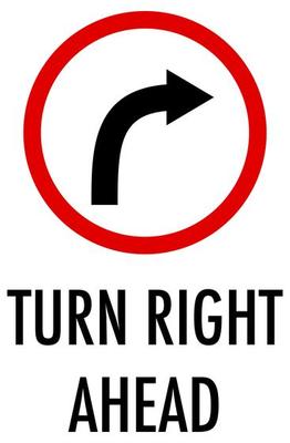 Turn right sign on white background