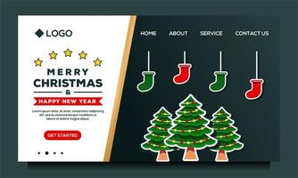 Merry Christmas and Happy New Year landing page vector