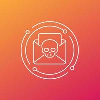 Email with virus, malware line icon vector